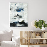 Shop Black & Blue Canvas Art Print-Abstract, Black, Blue, Portrait, Rectangle, View All, White-framed wall decor artwork