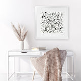 Shop Free For All (Square) Art Print-Abstract, Black, Square, View All, White-framed painted poster wall decor artwork