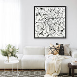 Shop Free For All (Square) Canvas Art Print-Abstract, Black, Square, View All, White-framed wall decor artwork