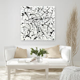 Shop Free For All (Square) Canvas Art Print-Abstract, Black, Square, View All, White-framed wall decor artwork