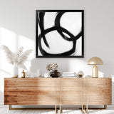 Shop Hoop Dreams V1 (Square) Art Print-Abstract, Black, Square, View All, White-framed painted poster wall decor artwork