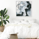 Shop Whats Happening II (Square) Canvas Art Print-Abstract, Black, Square, View All, WA, White-framed wall decor artwork