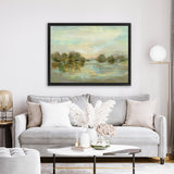 Shop Dreamy Lake Green Canvas Art Print-Abstract, Green, Horizontal, Rectangle, View All, WA-framed wall decor artwork