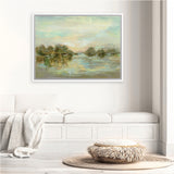 Shop Dreamy Lake Green Canvas Art Print-Abstract, Green, Horizontal, Rectangle, View All, WA-framed wall decor artwork