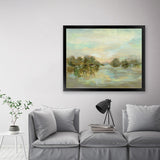 Shop Dreamy Lake Green Art Print-Abstract, Green, Horizontal, Rectangle, View All, WA-framed painted poster wall decor artwork