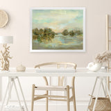 Shop Dreamy Lake Green Art Print-Abstract, Green, Horizontal, Rectangle, View All, WA-framed painted poster wall decor artwork