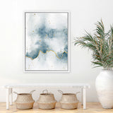 Shop Flow with Gold II Canvas Art Print-Abstract, Blue, Portrait, Rectangle, View All, WA, White-framed wall decor artwork