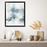 Shop Flow with Gold II Art Print-Abstract, Blue, Portrait, Rectangle, View All, WA, White-framed painted poster wall decor artwork