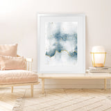 Shop Flow with Gold II Art Print-Abstract, Blue, Portrait, Rectangle, View All, WA, White-framed painted poster wall decor artwork