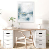 Shop Flow with Gold III Art Print-Abstract, Blue, Portrait, Rectangle, View All, WA, White-framed painted poster wall decor artwork