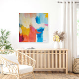 Shop Feeling Zen (Square) Canvas Art Print-Abstract, Blue, Orange, Square, View All, WA, Yellow-framed wall decor artwork