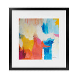 Shop Feeling Zen (Square) Art Print-Abstract, Blue, Orange, Square, View All, WA, Yellow-framed painted poster wall decor artwork