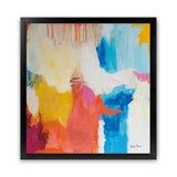 Shop Feeling Zen (Square) Art Print-Abstract, Blue, Orange, Square, View All, WA, Yellow-framed painted poster wall decor artwork