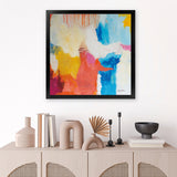 Shop Feeling Zen (Square) Art Print-Abstract, Blue, Orange, Square, View All, WA, Yellow-framed painted poster wall decor artwork