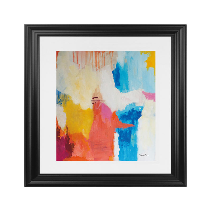 Shop Feeling Zen (Square) Art Print-Abstract, Blue, Orange, Square, View All, WA, Yellow-framed painted poster wall decor artwork