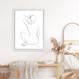 Shop Nude Sketch I Canvas Art Print-Abstract, Portrait, Rectangle, View All, WA, White-framed wall decor artwork