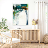 Shop Turbulence IV Canvas Art Print-Abstract, Blue, Green, Portrait, Rectangle, View All, WA, White-framed wall decor artwork