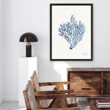 Shop Sea Garden II Royal Blue Canvas Art Print-Blue, Botanicals, Portrait, Rectangle, View All, WA, White-framed wall decor artwork