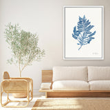 Shop Sea Garden III Royal Blue Canvas Art Print-Abstract, Blue, Botanicals, Portrait, Rectangle, View All, WA, White-framed wall decor artwork