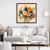 Shop Boho Blooms (Square) Canvas Art Print-Florals, Orange, Square, View All, WA, Yellow-framed wall decor artwork