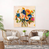 Shop Boho Blooms (Square) Canvas Art Print-Florals, Orange, Square, View All, WA, Yellow-framed wall decor artwork