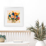 Shop Boho Blooms (Square) Art Print-Florals, Orange, Square, View All, WA, Yellow-framed painted poster wall decor artwork