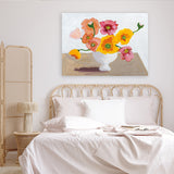 Shop Sorbet Poppies I Canvas Art Print-Florals, Horizontal, Rectangle, View All, WA, Yellow-framed wall decor artwork