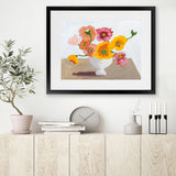 Shop Sorbet Poppies I Art Print-Florals, Horizontal, Rectangle, View All, WA, Yellow-framed painted poster wall decor artwork