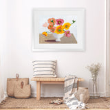 Shop Sorbet Poppies I Art Print-Florals, Horizontal, Rectangle, View All, WA, Yellow-framed painted poster wall decor artwork