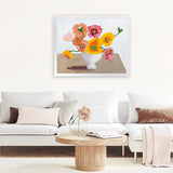 Shop Sorbet Poppies I Art Print-Florals, Horizontal, Rectangle, View All, WA, Yellow-framed painted poster wall decor artwork