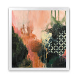 Shop Abstract Layers I Sunrise (Square) Art Print-Abstract, Green, Orange, Square, View All, WA-framed painted poster wall decor artwork