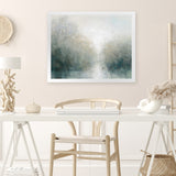 Shop Still Morning Art Print-Abstract, Green, Horizontal, Rectangle, View All, WA-framed painted poster wall decor artwork