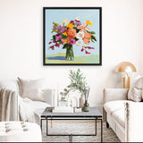 Shop August Blooms (Square) Canvas Art Print-Florals, Green, Orange, Square, View All, WA-framed wall decor artwork