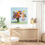 Shop August Blooms (Square) Canvas Art Print-Florals, Green, Orange, Square, View All, WA-framed wall decor artwork