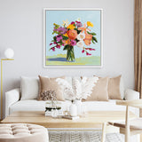 Shop August Blooms (Square) Canvas Art Print-Florals, Green, Orange, Square, View All, WA-framed wall decor artwork