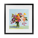 Shop August Blooms (Square) Art Print-Abstract, Florals, Green, Orange, Square, View All, WA-framed painted poster wall decor artwork