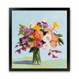 Shop August Blooms (Square) Art Print-Abstract, Florals, Green, Orange, Square, View All, WA-framed painted poster wall decor artwork