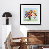 Shop August Blooms (Square) Art Print-Abstract, Florals, Green, Orange, Square, View All, WA-framed painted poster wall decor artwork