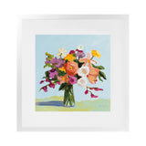 Shop August Blooms (Square) Art Print-Abstract, Florals, Green, Orange, Square, View All, WA-framed painted poster wall decor artwork