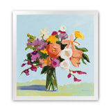 Shop August Blooms (Square) Art Print-Abstract, Florals, Green, Orange, Square, View All, WA-framed painted poster wall decor artwork