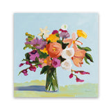 Shop August Blooms (Square) Art Print-Abstract, Florals, Green, Orange, Square, View All, WA-framed painted poster wall decor artwork