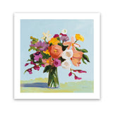 Shop August Blooms (Square) Art Print-Abstract, Florals, Green, Orange, Square, View All, WA-framed painted poster wall decor artwork