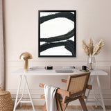 Shop Inky I Art Print-Abstract, Black, Portrait, Rectangle, View All, WA, White-framed painted poster wall decor artwork