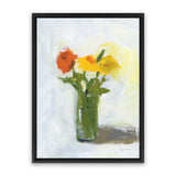 Shop Orange And Yellow Floral Canvas Art Print-Florals, Green, Portrait, Rectangle, View All, WA, Yellow-framed wall decor artwork
