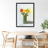 Shop Orange And Yellow Floral Canvas Art Print-Florals, Green, Portrait, Rectangle, View All, WA, Yellow-framed wall decor artwork