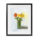Shop Orange And Yellow Floral Art Print-Florals, Green, Portrait, Rectangle, View All, WA, Yellow-framed painted poster wall decor artwork