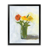 Shop Orange And Yellow Floral Art Print-Florals, Green, Portrait, Rectangle, View All, WA, Yellow-framed painted poster wall decor artwork