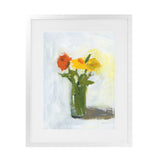 Shop Orange And Yellow Floral Art Print-Florals, Green, Portrait, Rectangle, View All, WA, Yellow-framed painted poster wall decor artwork
