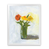 Shop Orange And Yellow Floral Art Print-Florals, Green, Portrait, Rectangle, View All, WA, Yellow-framed painted poster wall decor artwork