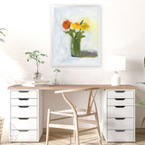 Shop Orange And Yellow Floral Art Print-Florals, Green, Portrait, Rectangle, View All, WA, Yellow-framed painted poster wall decor artwork